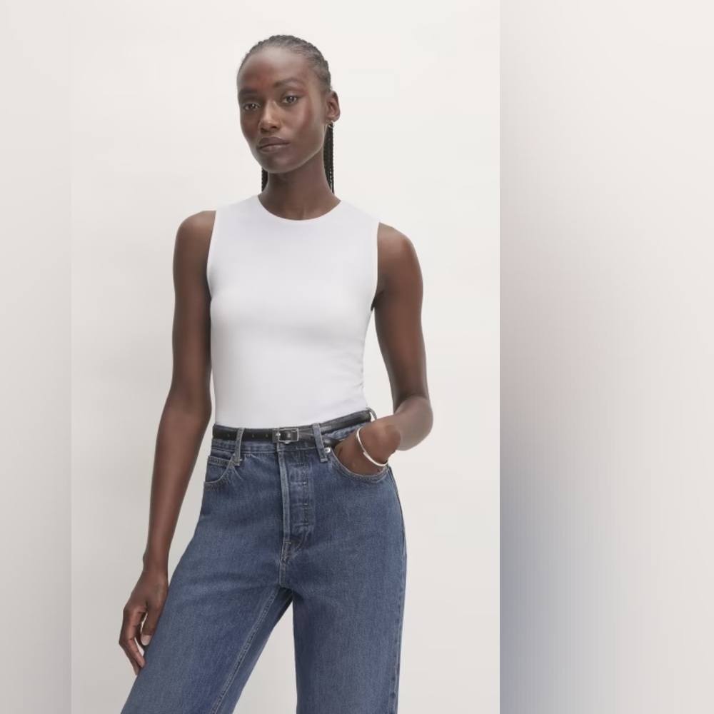 Everlane White Supima Tank Top Muscle cut